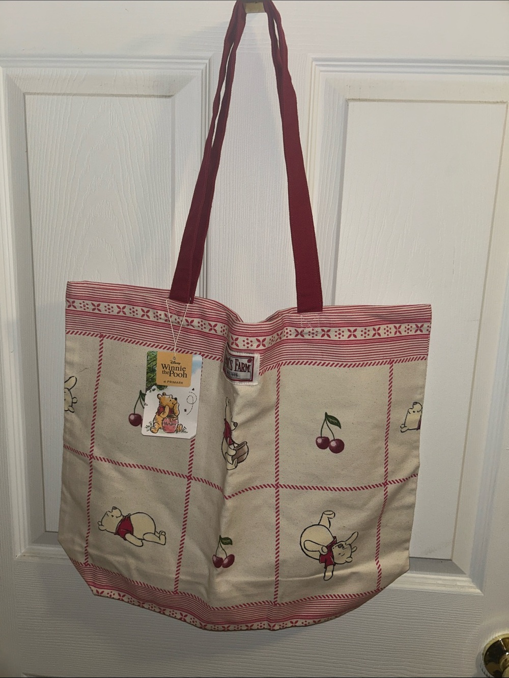 Disney Beige and Red Winnie the Pooh Canvas Tote